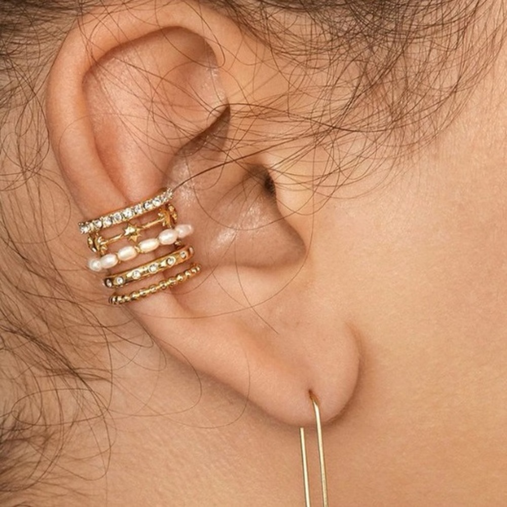 NEW Gold Rhinestone Clip Cuff Earring